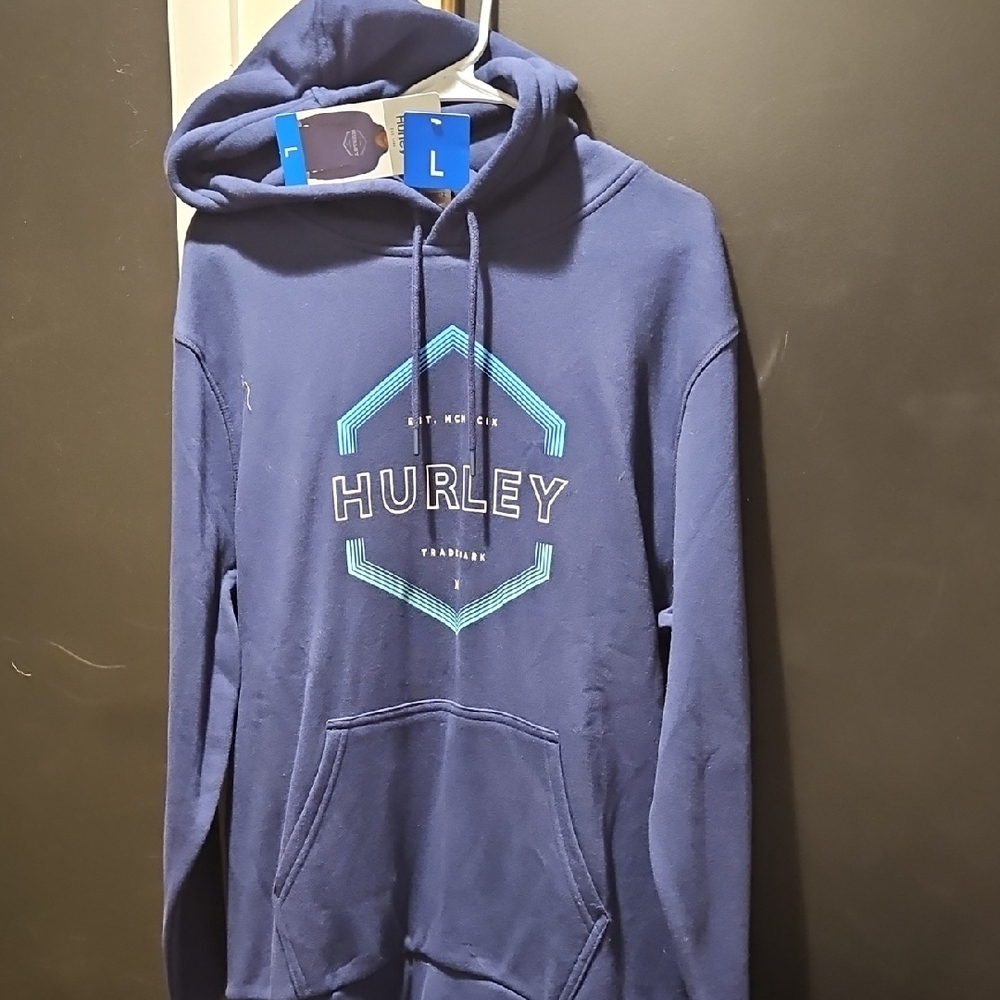 Hurley Men's Navy Hoodie with Graphic Design